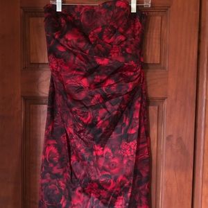 Red and black strapless dress. Silk/spandex shell